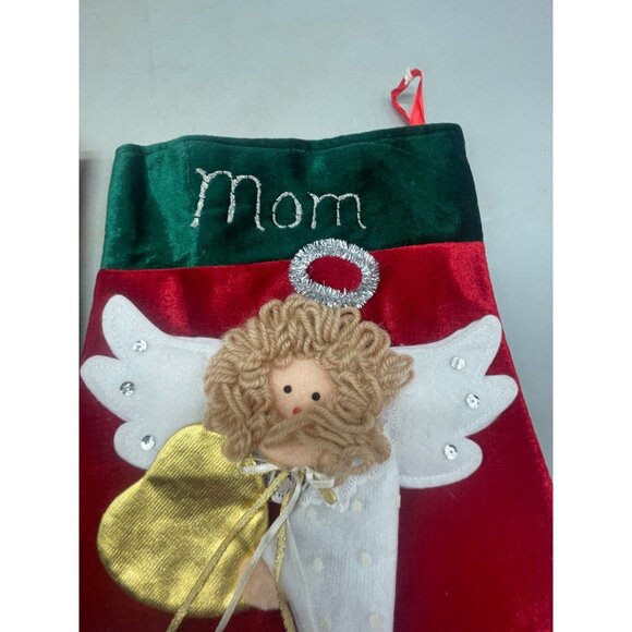 handmade Mom Dad Christmas mitten stockings set of 2 angle snowman velvet READ - Picture 4 of 10